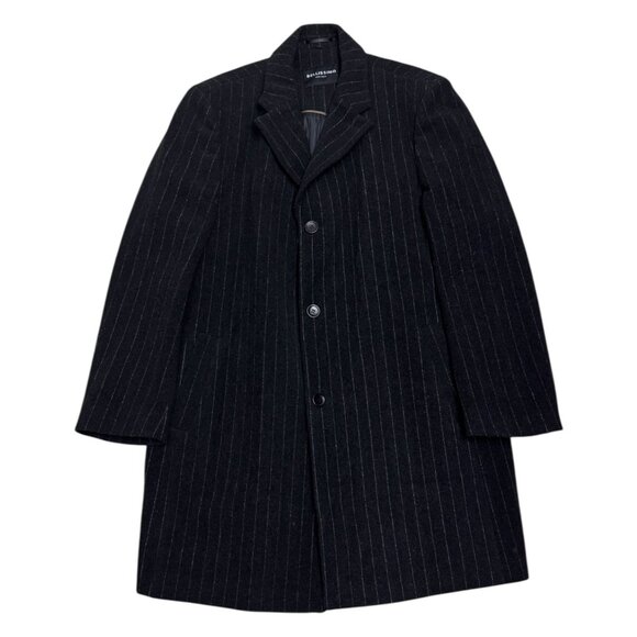 BELLISSIMO Wool Cashmere Luxury Designer Winter Business Long Pea Coat  Mens XL - Picture 6 of 8